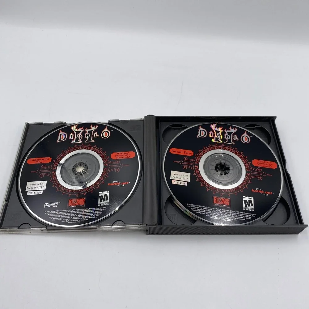 Vintage Diablo II PC Mac‎ CD-ROM 3 Disc Set Blizzard Jewel Case v1.03